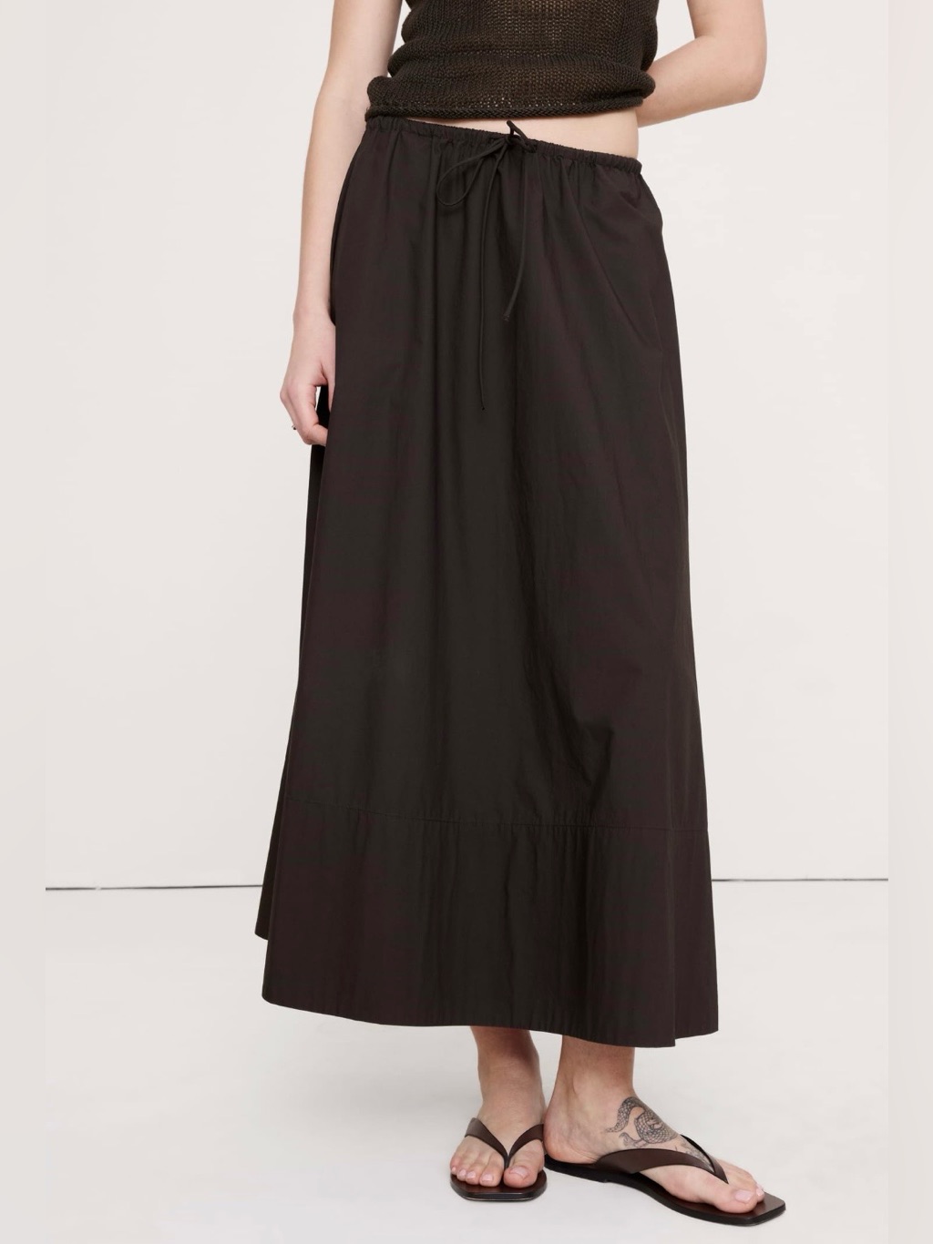 Nwt-Banana Republic Cotton Poplin Drawstring Maxi Skirt, Medium — image 3 of 6